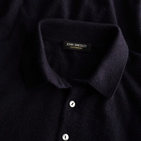 John Smedley Cashmere Polo Sweater, Dark Navy